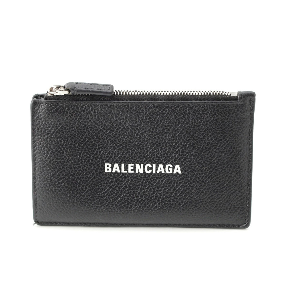 Balenciaga Leather Fragment Case Card Coin Black